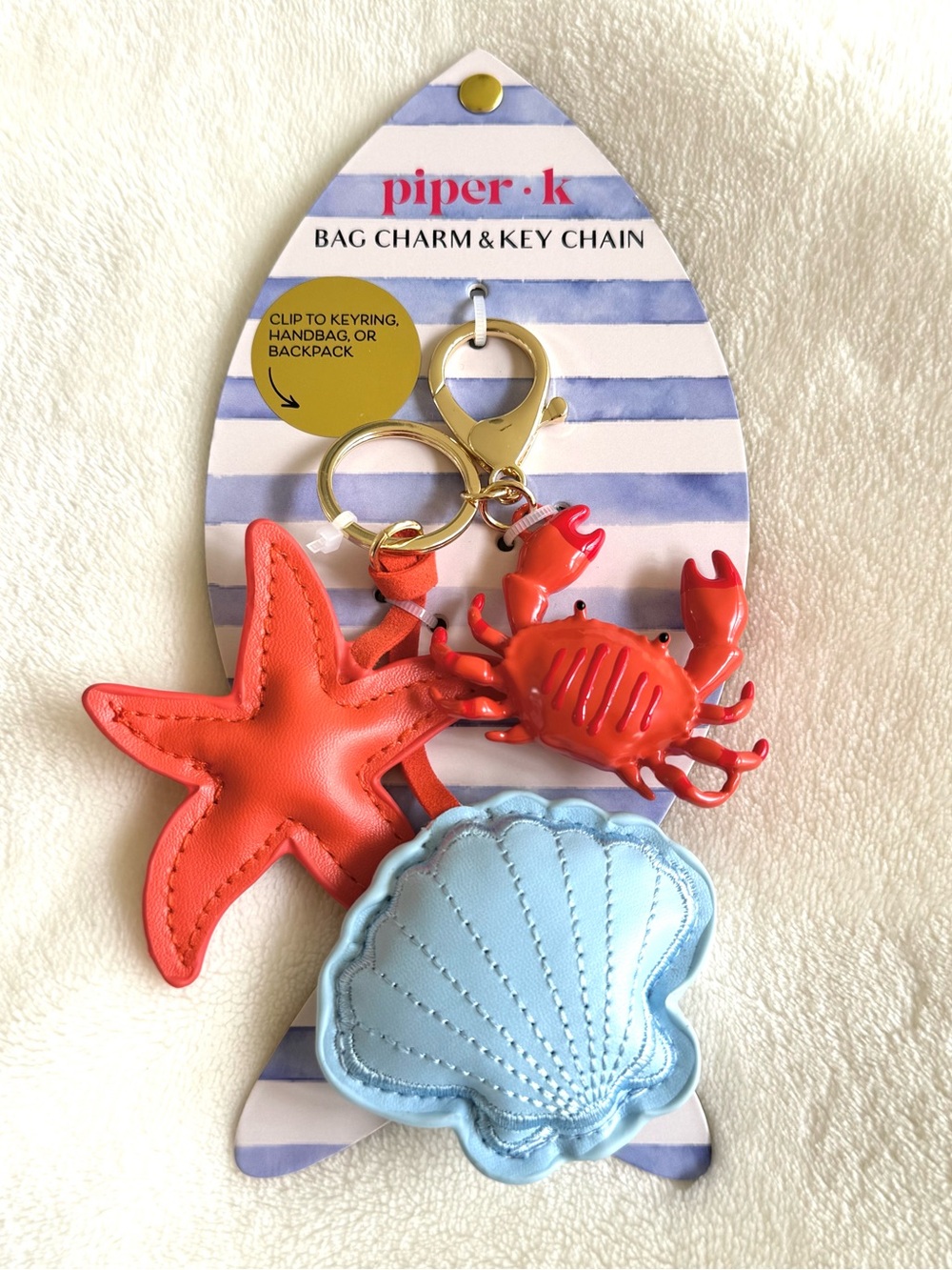 Piper K Starfish, Crab, & Shell Bag Charm / Key Chain